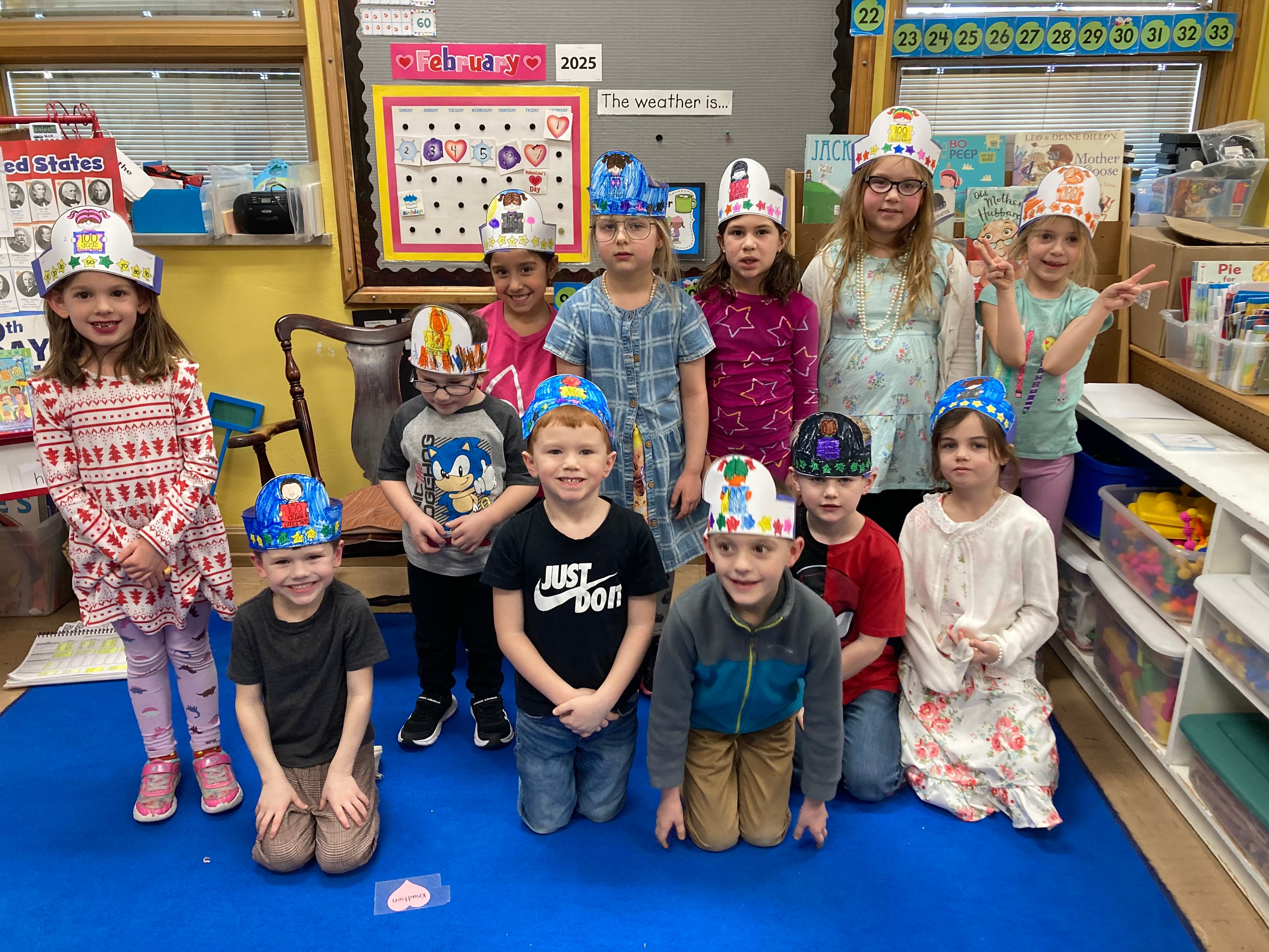 Students celebrating 100 days of school
